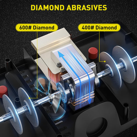 Secura diamond abrasive stage focuses on rapid edge restoration with durable sharpening action.