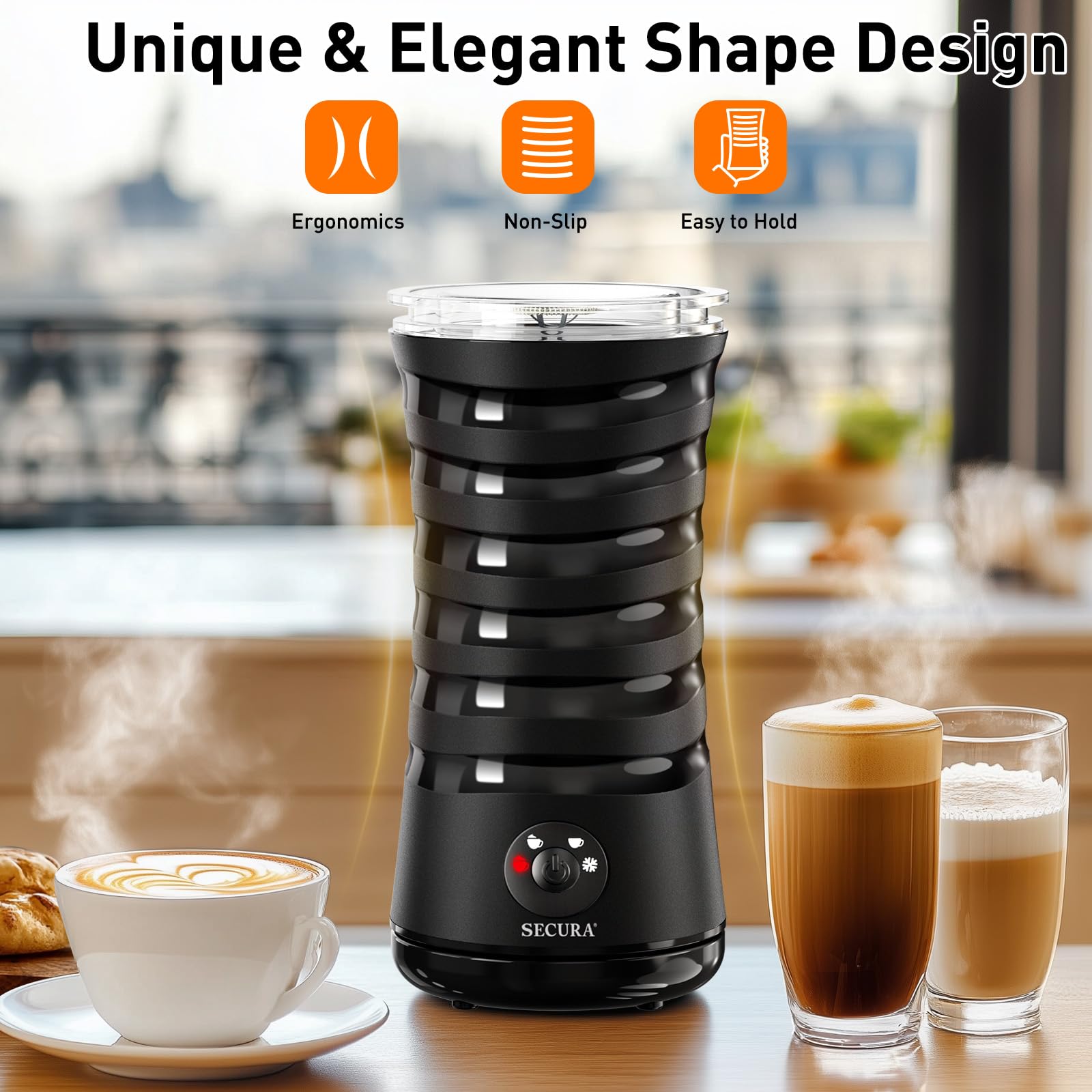 Secura frother creates cold foam for refreshing iced beverages
