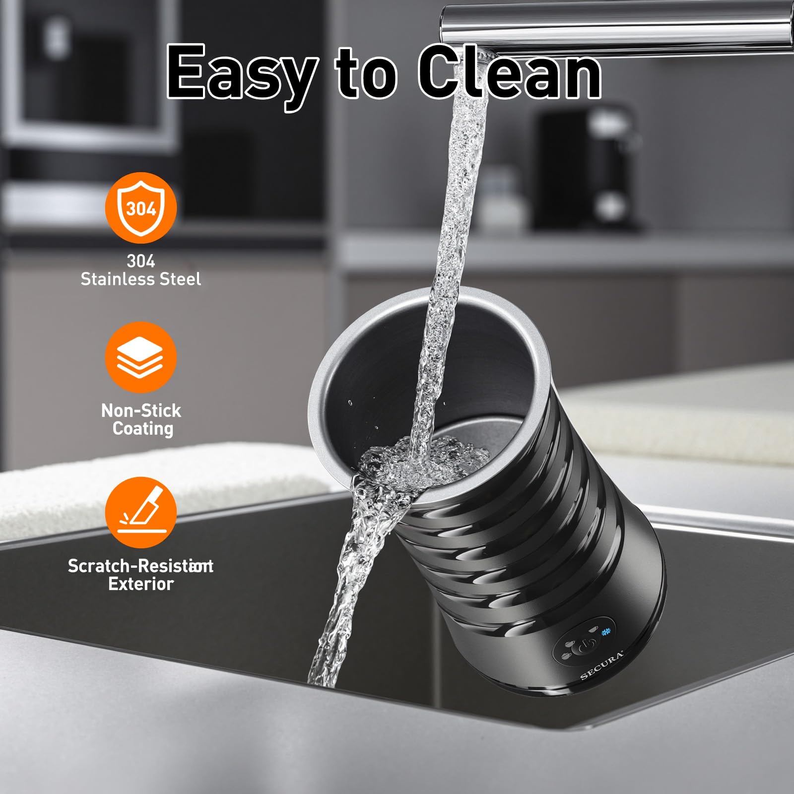 Secura includes silicone spatula for easy transfer and cleanup