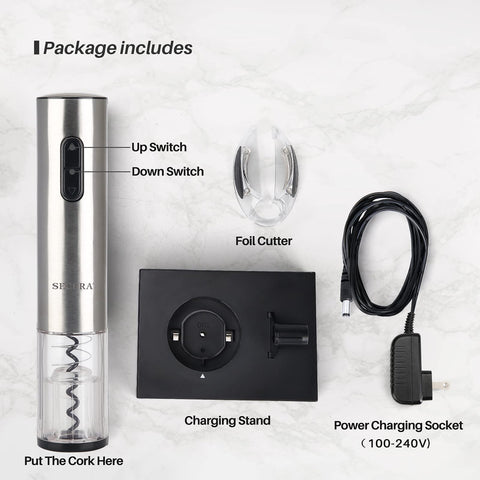 Secura electric wine opener blue LED charging base for tidy setup