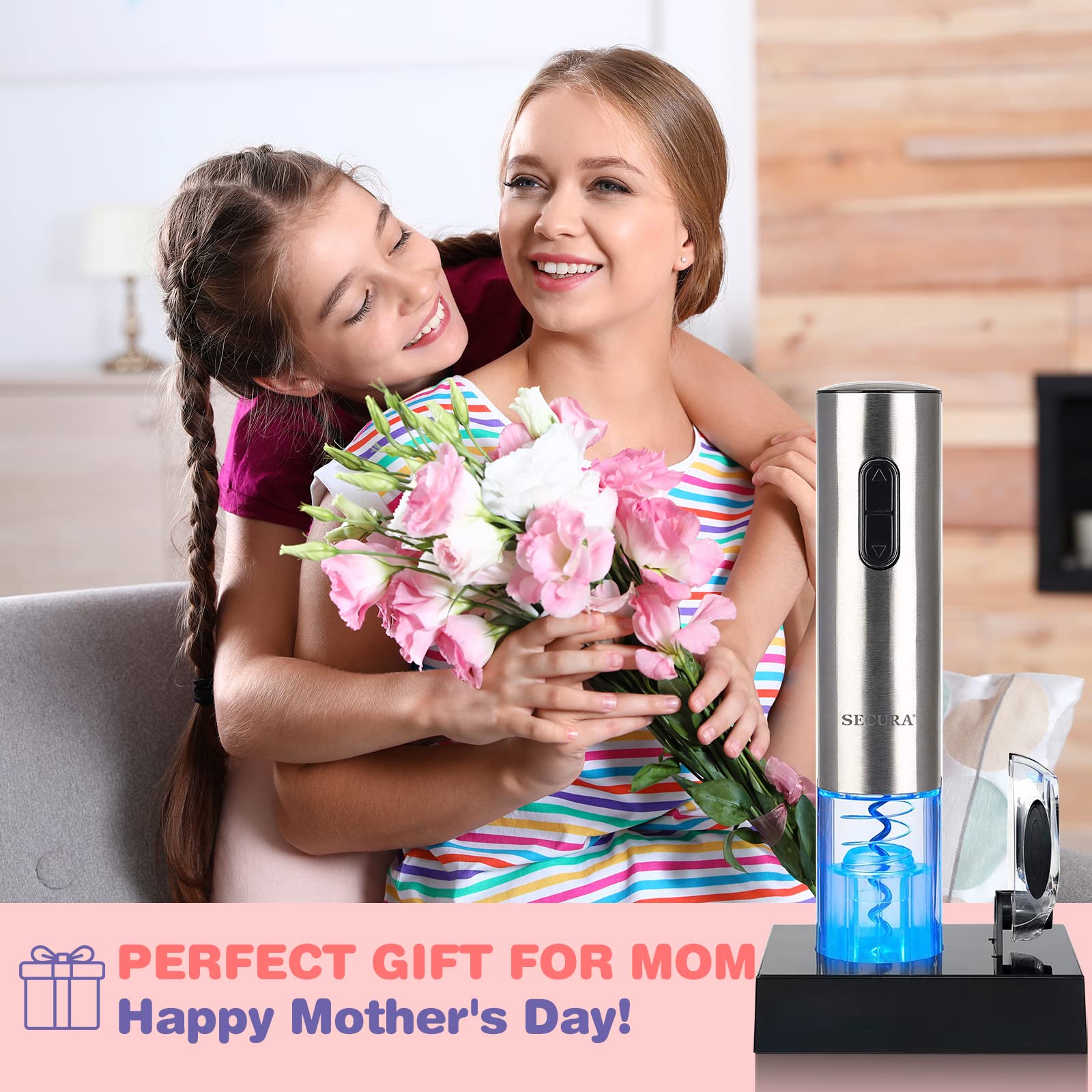 Secura electric wine opener compact design stores away neatly after use
