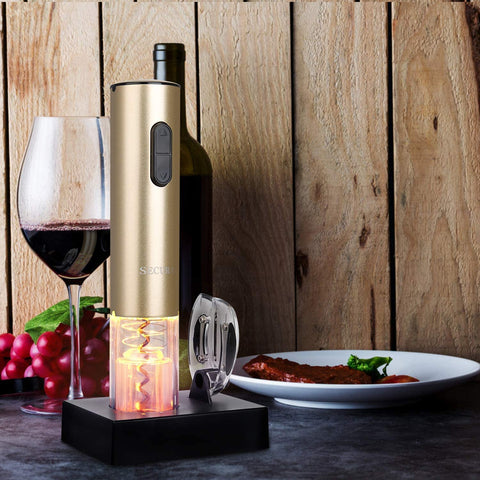 Secura compact-design wine opener fits neatly on a bar or counter.