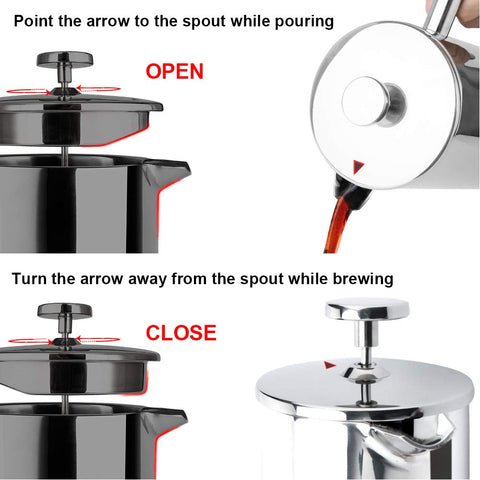 Secura French Press with a 3-layer stainless steel filter for fuller flavor