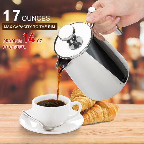 Secura French Press 304 stainless-steel construction for durable daily use