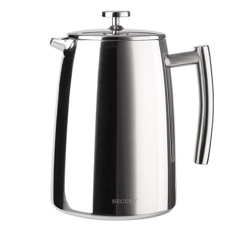 Secura French Press exterior in polished stainless steel for durable daily brewing
