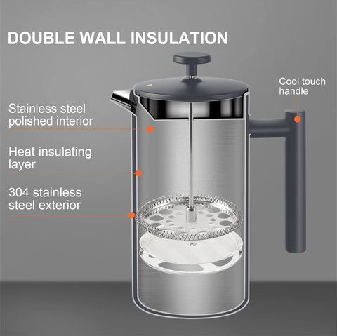 Secura French Press 34-ounce capacity for multiple cups.