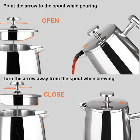 Secura cool-touch-handle enables safe, comfortable pouring