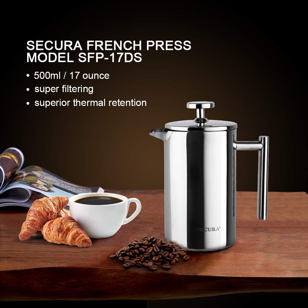 Secura French Press dishwasher safe parts for easy cleanup