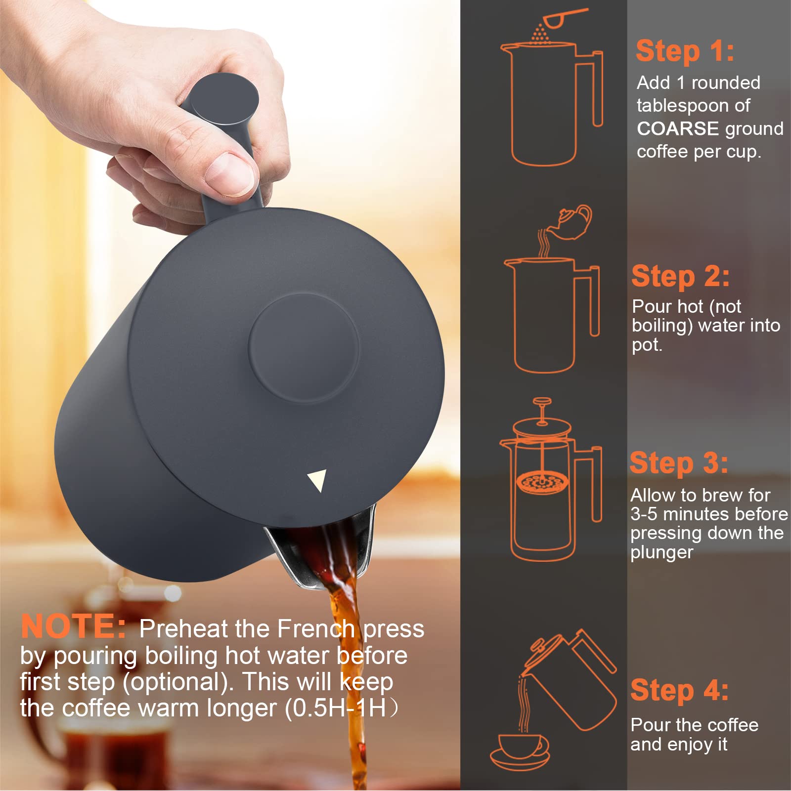 Secura French Press two extra filter screens included.
