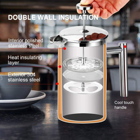 Secura French Press heat-preservation design helps maintain flavor