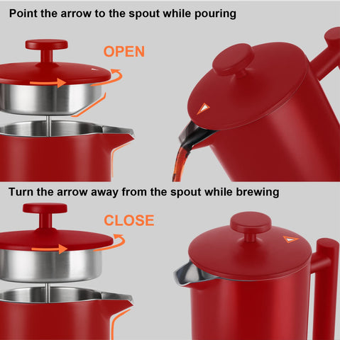 Secura French Press heat retention symbol on body indicating thermal performance