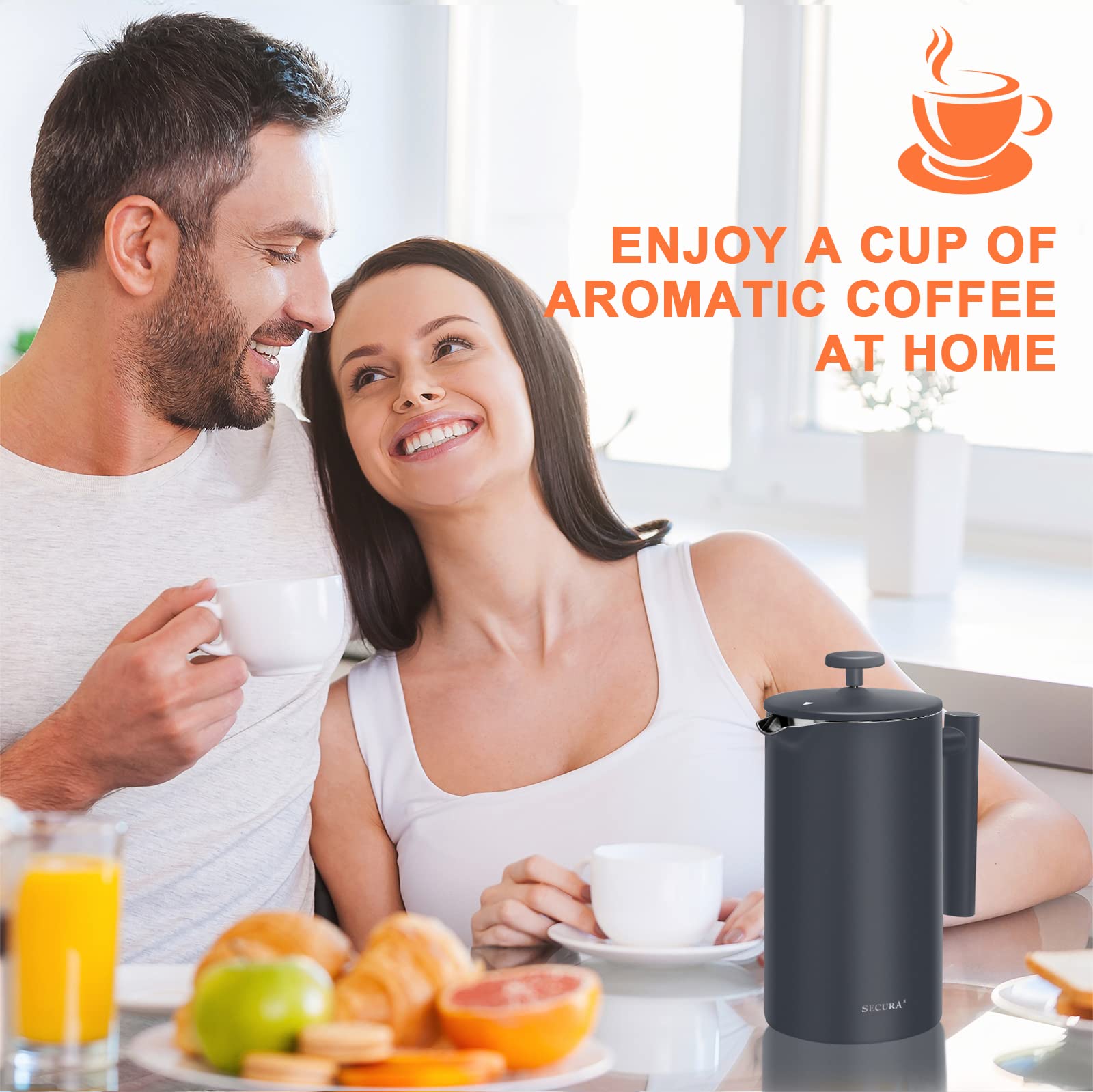 Secura French Press in-use setup showing practical brewing.