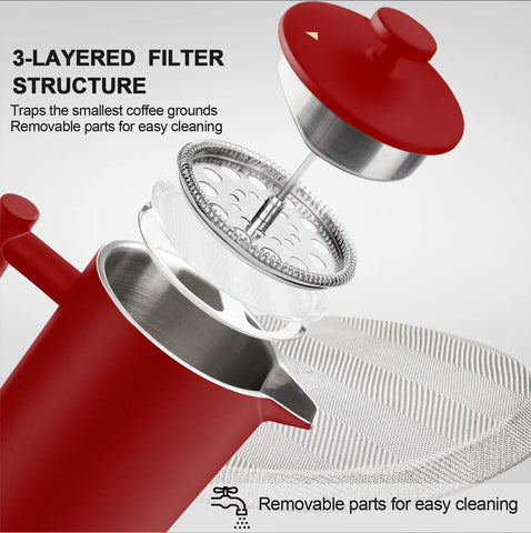 Secura French Press two extra screens included for cleaner brewing