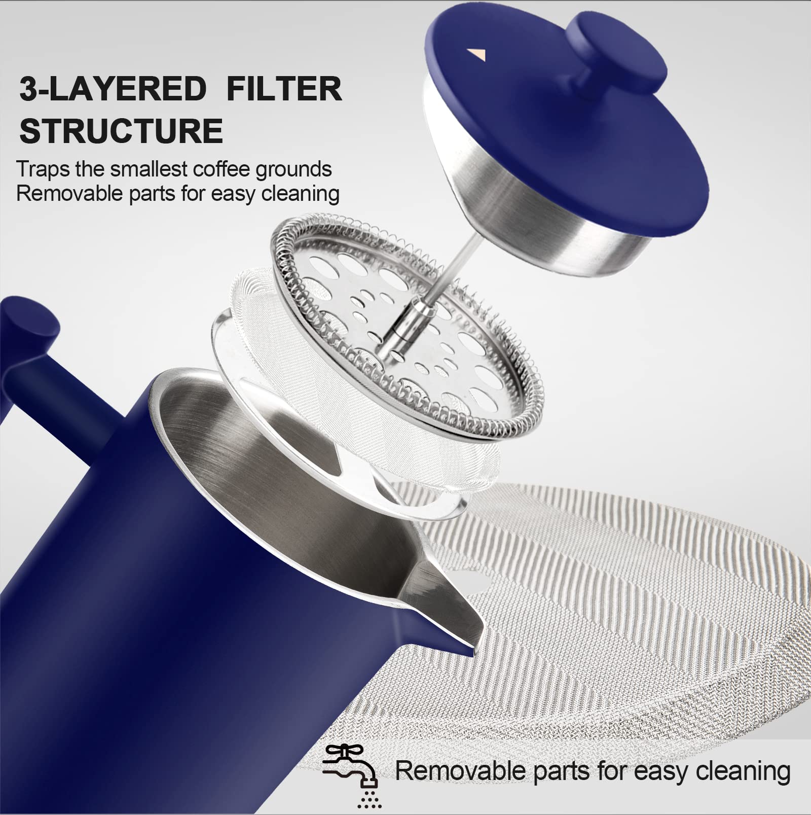 Secura French Press includes two extra filter screens