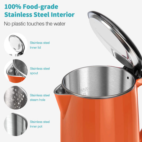 Secura kettle cool touch exterior prevents burns during pouring