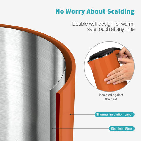 Secura double-wall construction boils water quickly and keeps it warm
