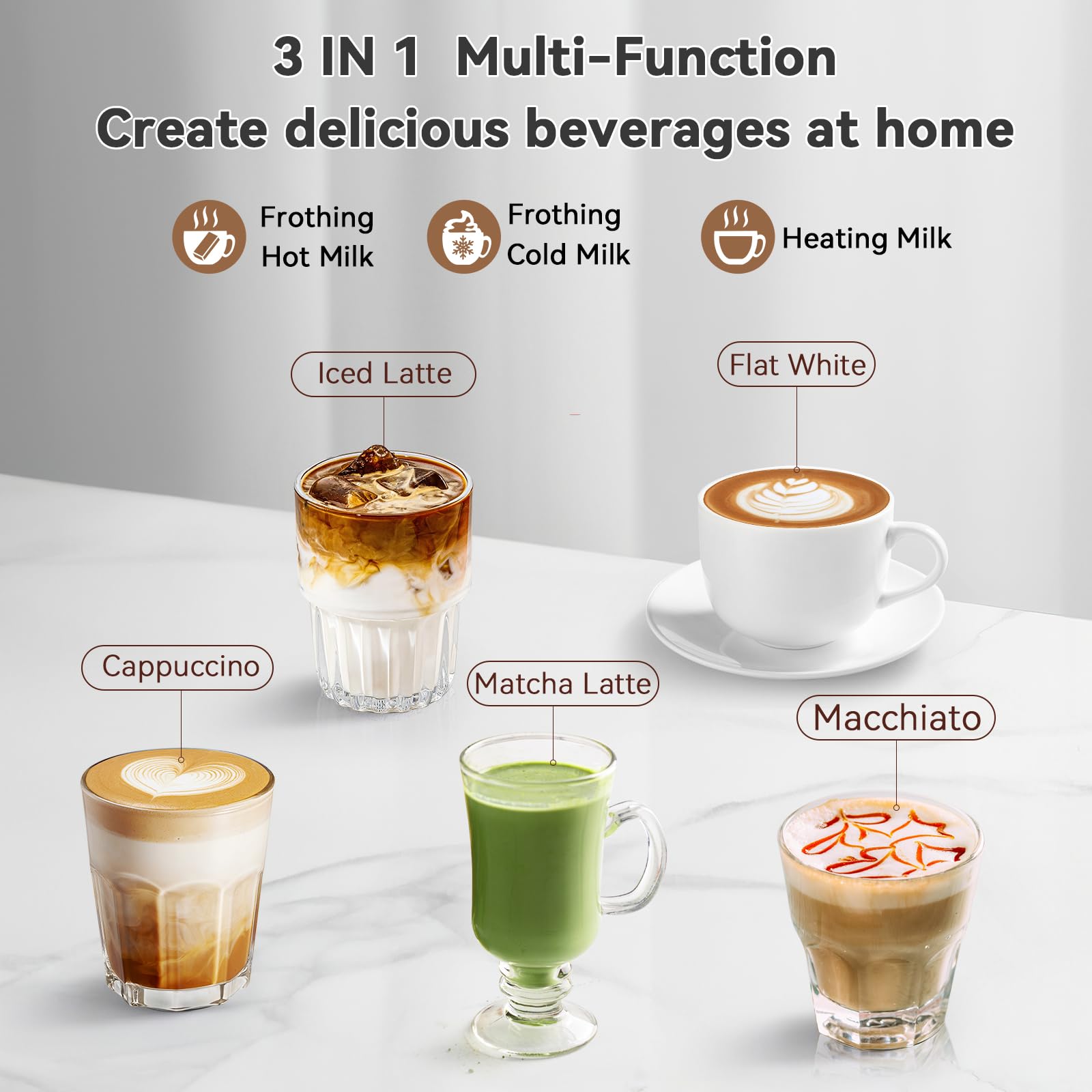 Secura milk frother stainless steel exterior for a sleek kitchen