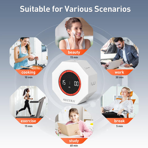 Secura Pomodoro Timer volume control for silent or loud alerts