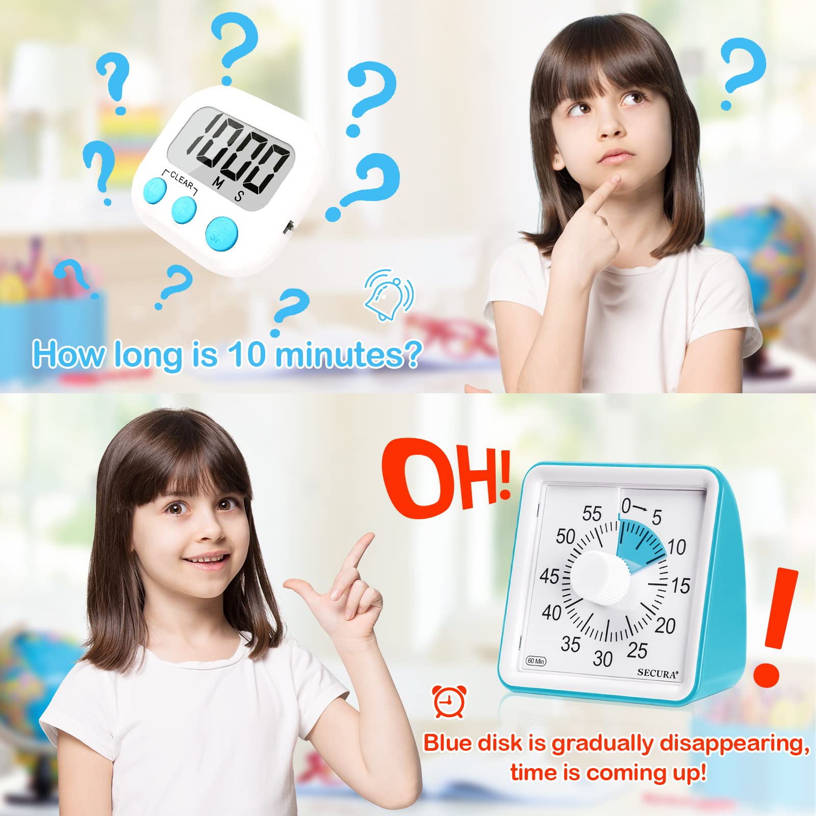 Secura blue timer dial settings illustrating easy time management