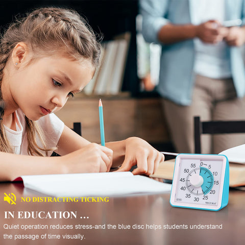 Secura timer with blue visual disc aiding kids’ transitions and focus
