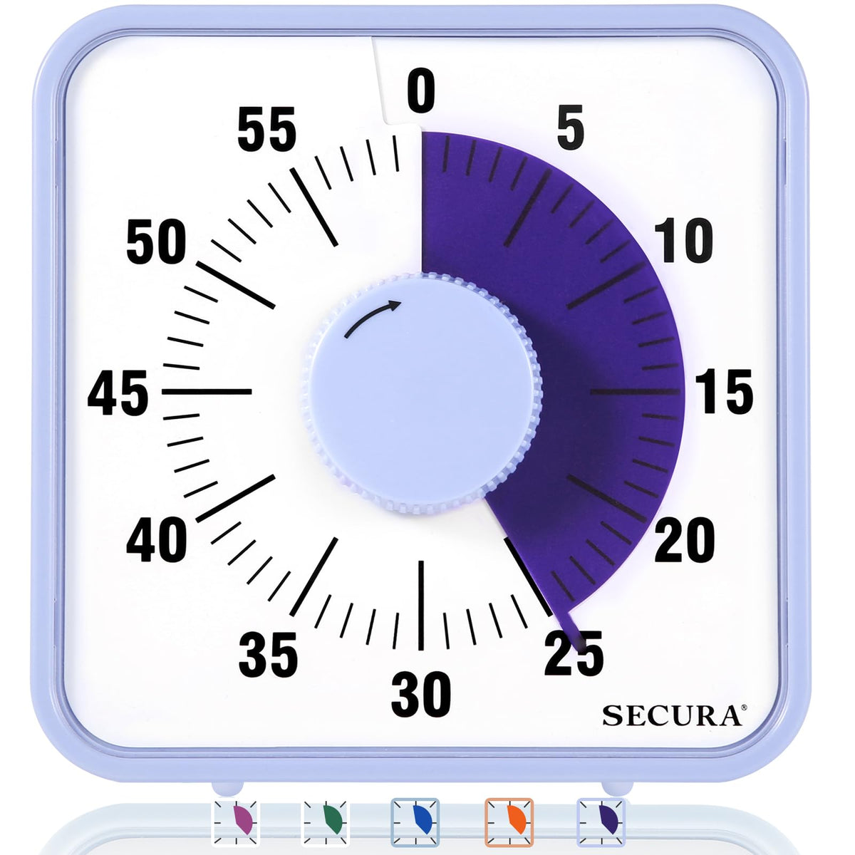 Secura 7.5-inch visual timer front view with countdown disk for clear time awareness