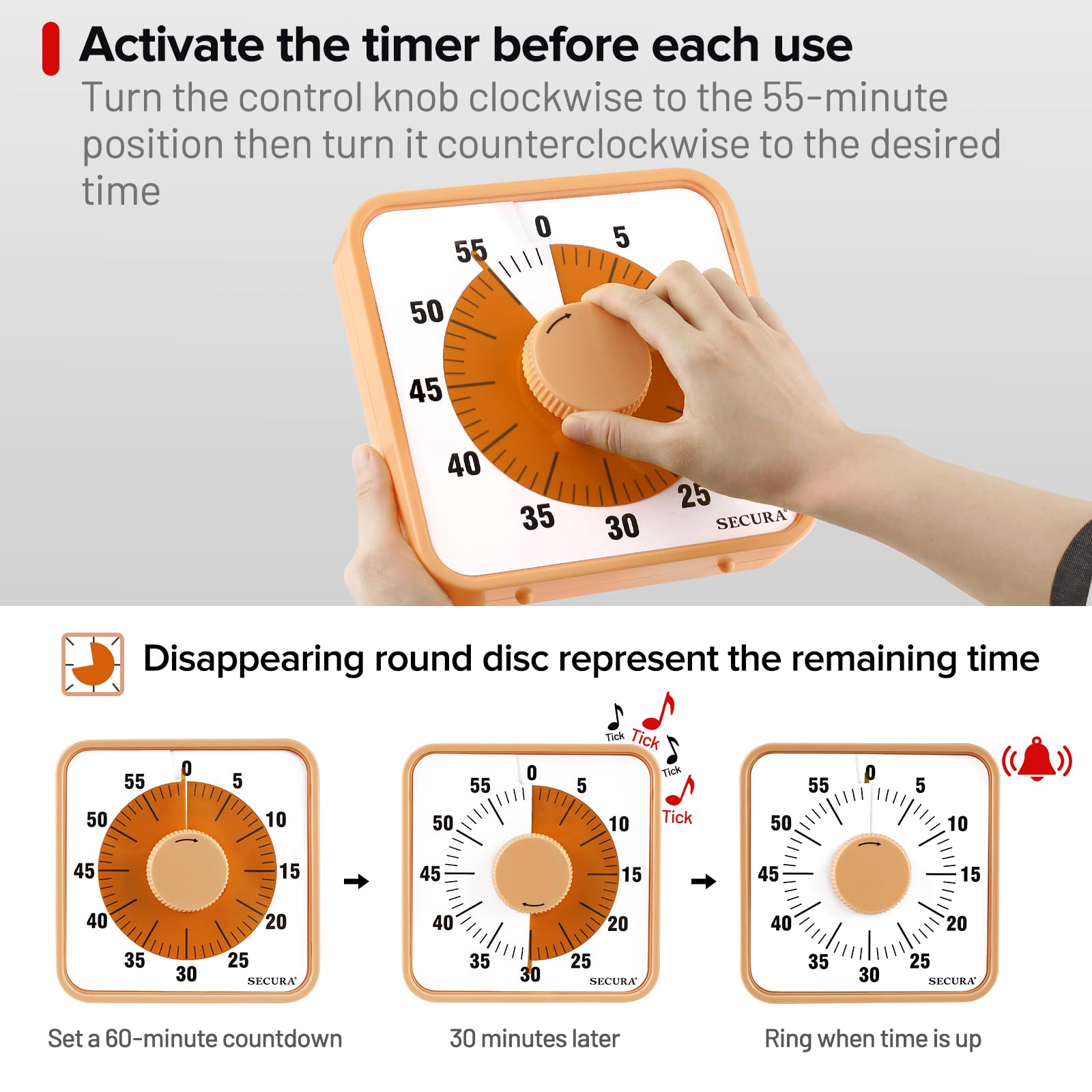 Secura timer on a desk setup supports focused study sessions.