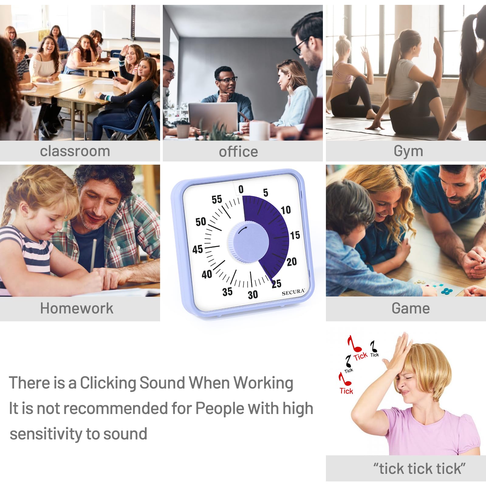 Secura timer on desk setup demonstrates versatile placement options