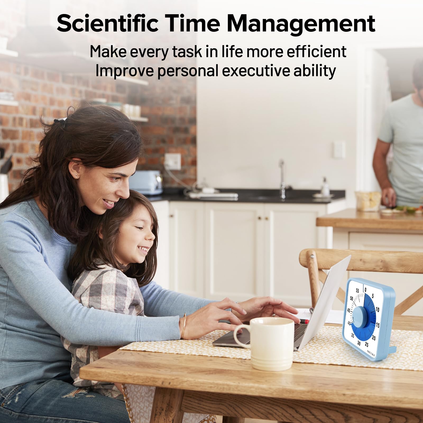 Secura navy blue timer wall-mounted to save counter space