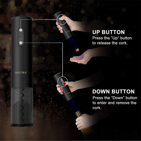 Secura compact wine opener fits neatly in a drawer or bar.