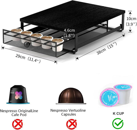 Sedegn coffee pod holder drawer open for quick pod access