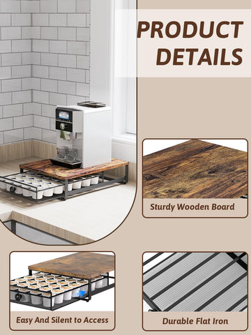 Sedegn Coffee Pod Holder under-counter fit demonstrates space-saving design for small kitchens.