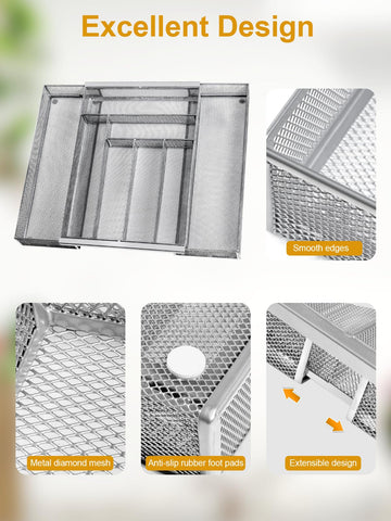 Sedegn metal drawer organizer in-drawer view emphasizes durable, rust-resistant construction