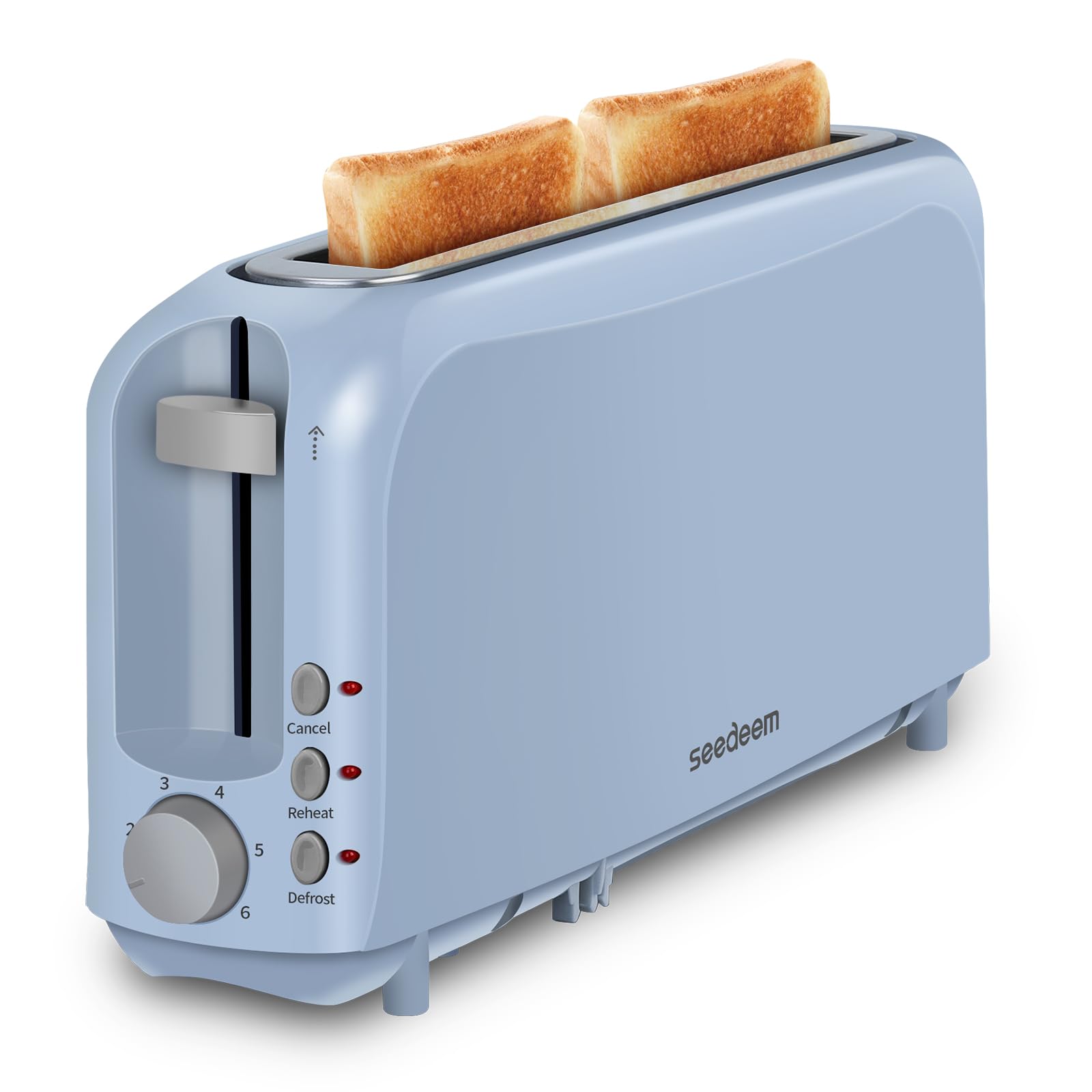 SEEDEEM 2 Slice Slim Toaster front view with compact space-saving silhouette