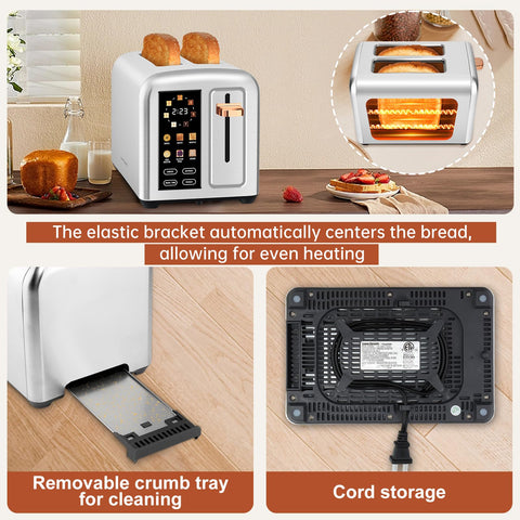 SEEDEEM Toaster 2-Slice 1350W power speeds toasting.