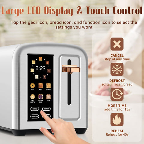 SEEDEEM Toaster 2-Slice wide slots accommodate thick slices.