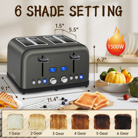 SEEDEEM toaster showing 6 shade settings for perfect browning