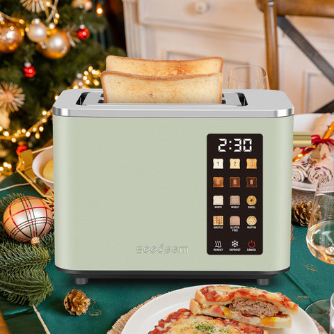 Seedeem Toaster color LCD display shows countdown and settings at a glance