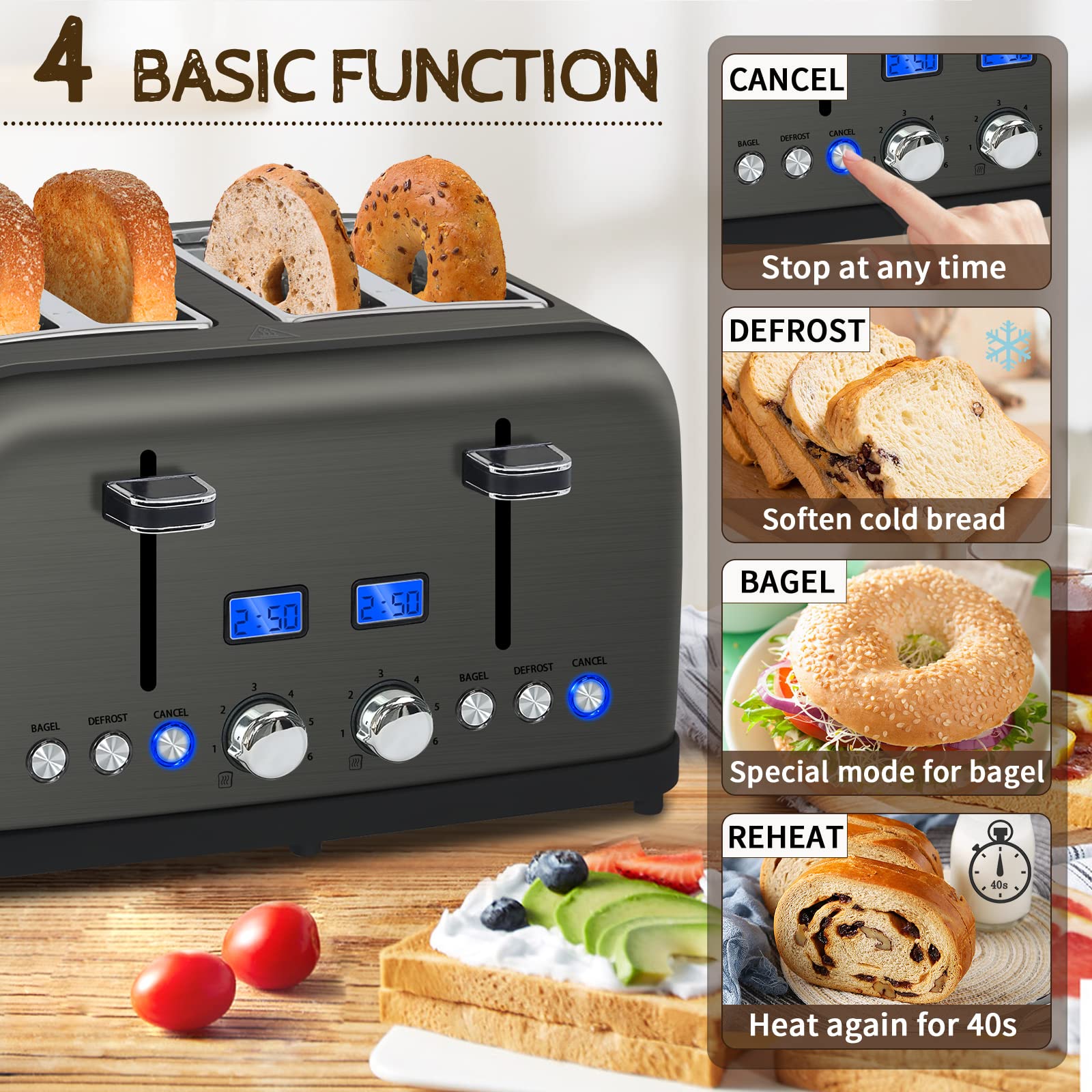 SEEDEEM dual-control area toasting two slices independently