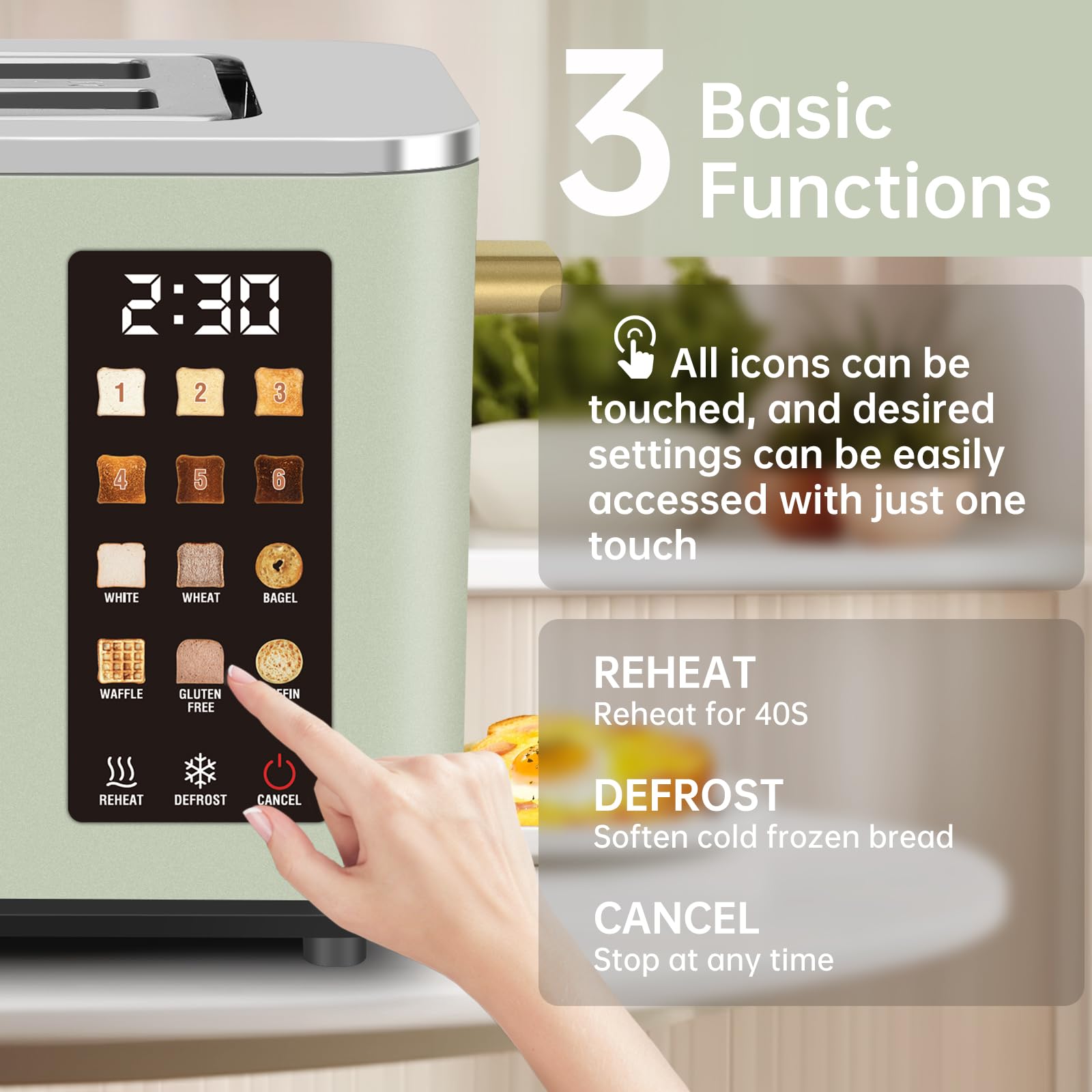 Seedeem Toaster touch control screen for quick, precise operation