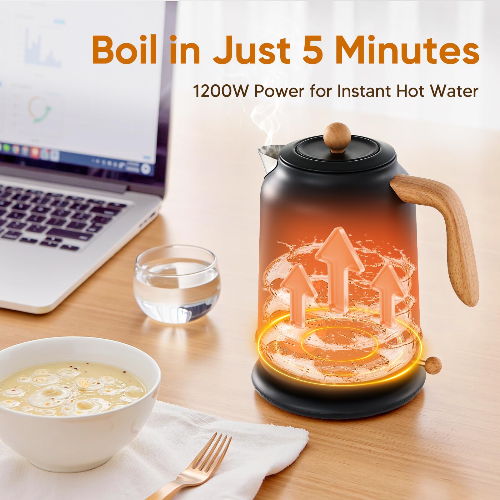 Seehot 1.7L kettle boils quickly with auto shut-off
