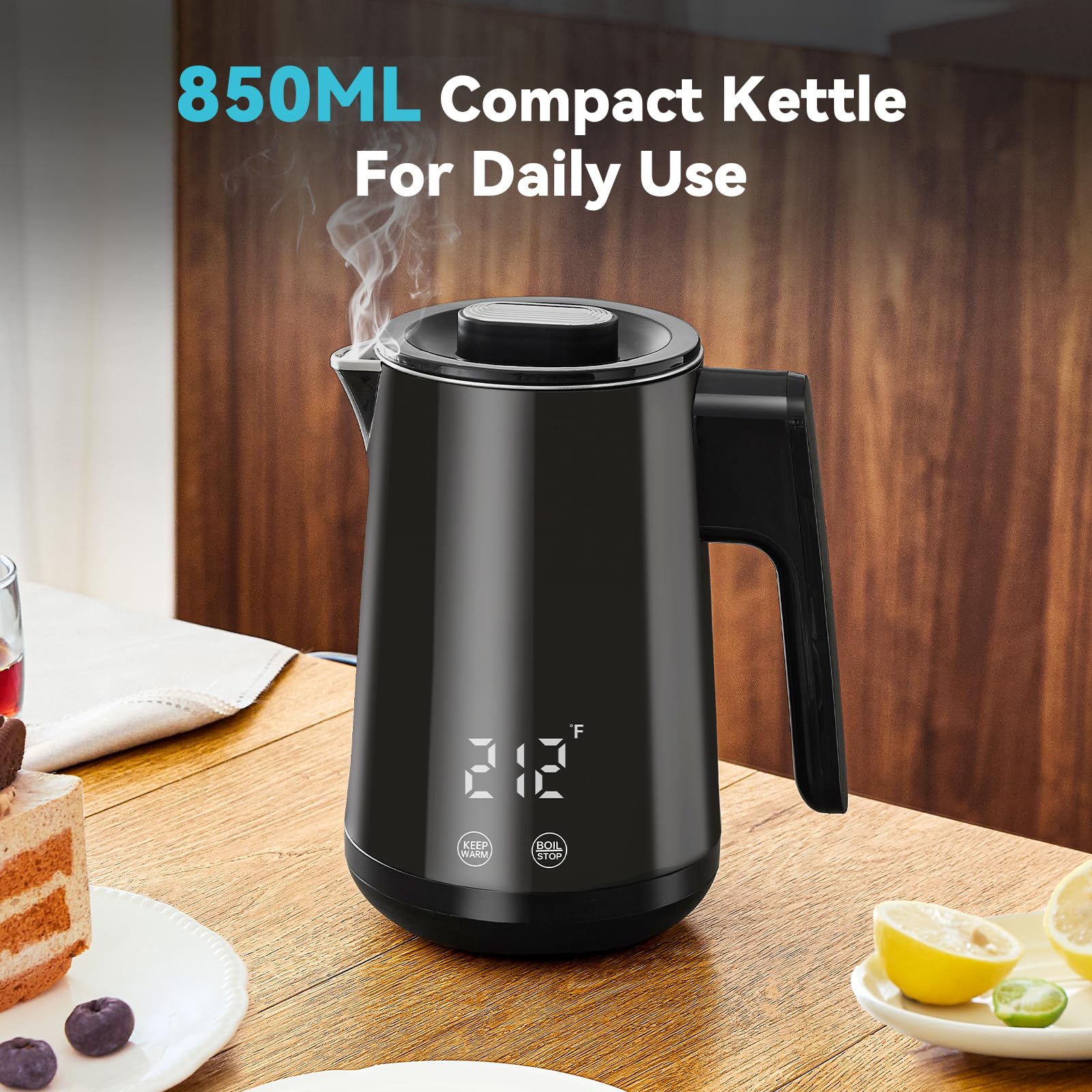Seehot 850ml kettle LED display shows precise temperature for easy decisions.