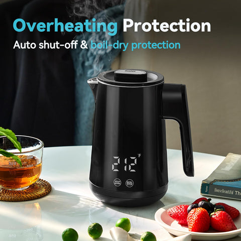 Seehot auto shut-off with boil-dry protection enhances safe operation.