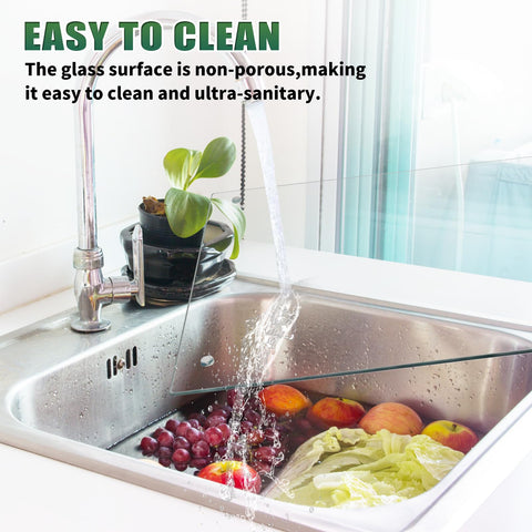 Seelenruhe glass cutting board with heat-resistance up to 716°F for hot pots.