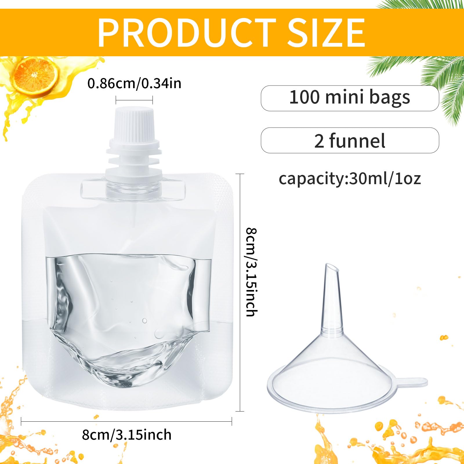 Seeloowy disposable drink pouches with cap close-up, leakproof design
