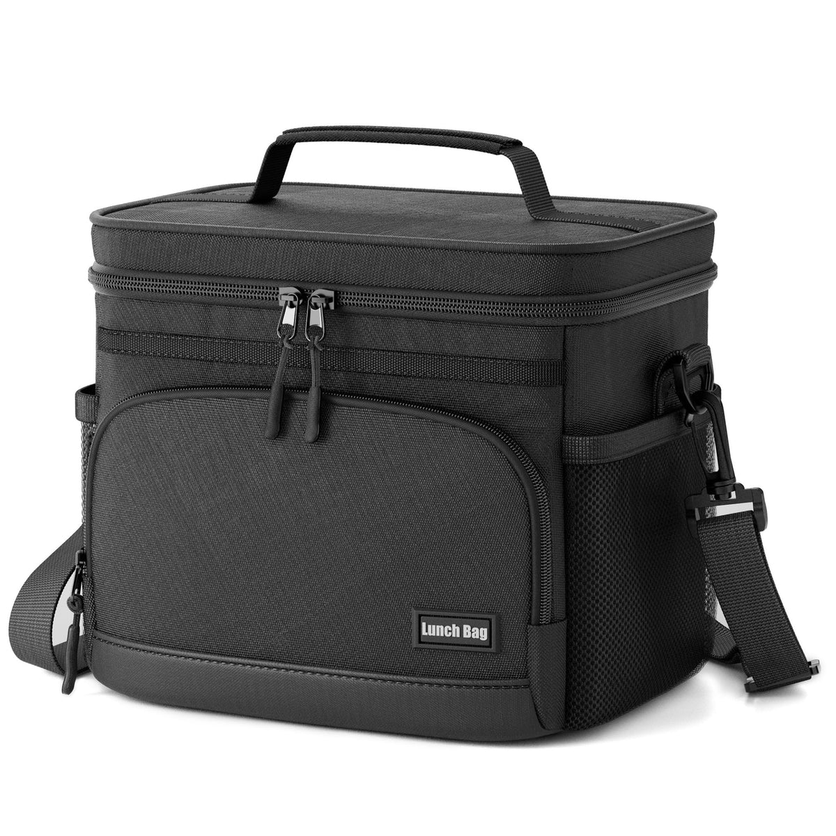 Seeseven insulated lunch bag in black with 9L capacity for daily meals.