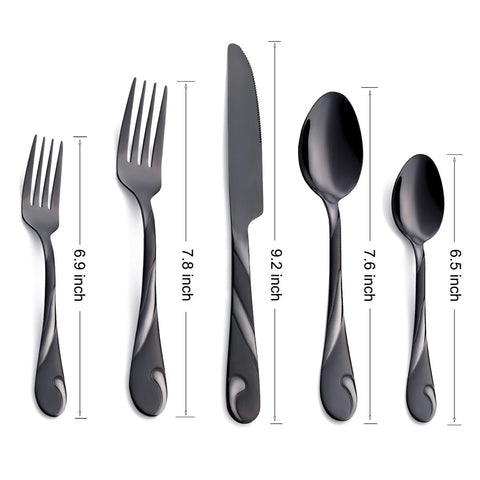 Close-up of Seeshine black silverware showing a mirror finish and craftsmanship
