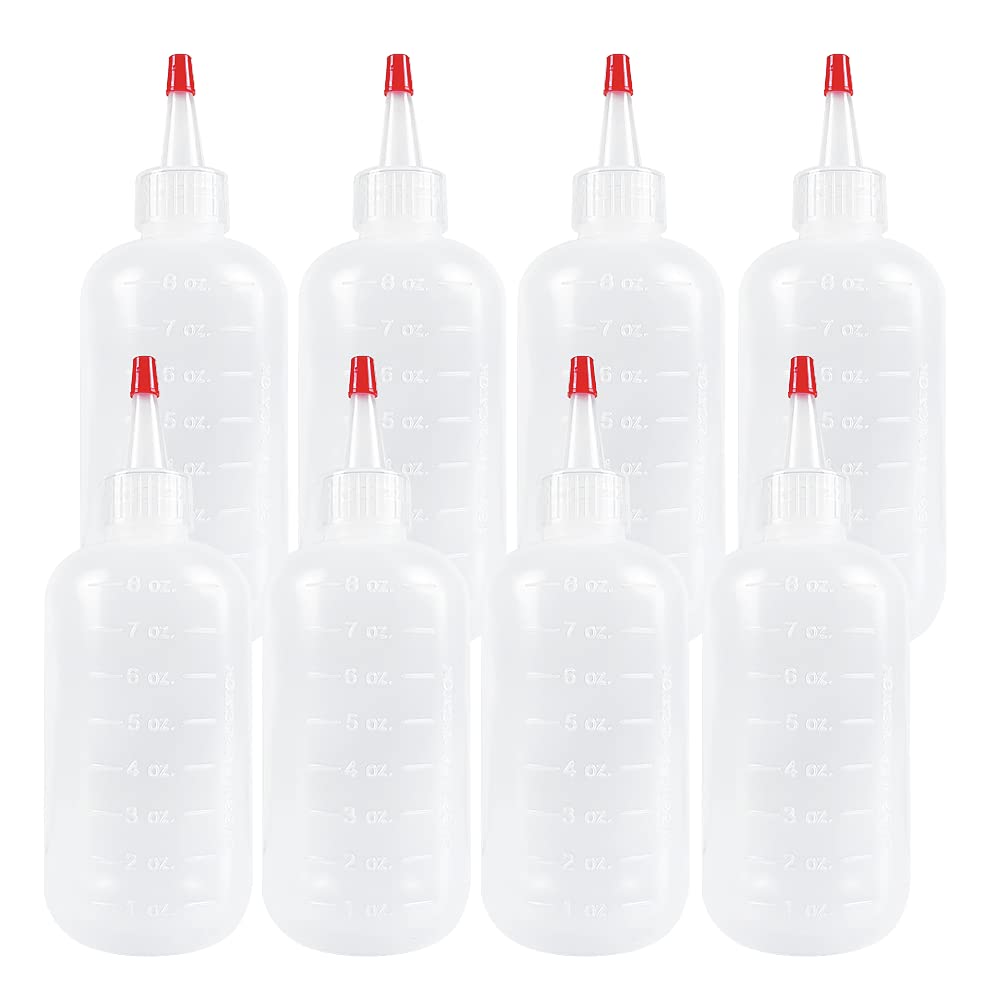 seewavom 8 oz squeeze bottles with red caps for condiments and crafts.
