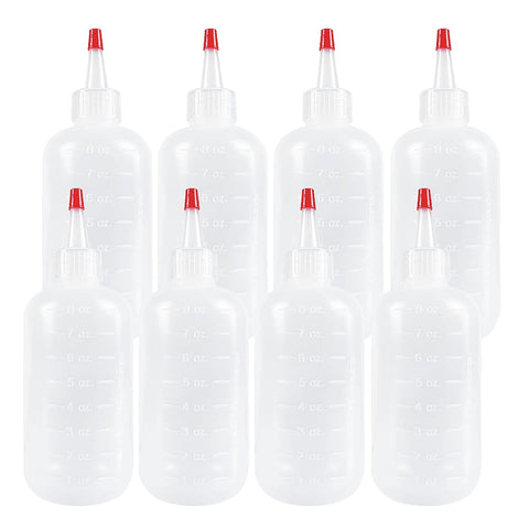 seewavom 8 oz squeeze bottles with red caps for condiments and crafts.