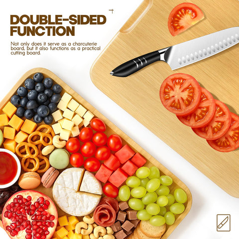 SEFILENCE charcuterie board bamboo surface offers durable, easy-to-clean presentation space