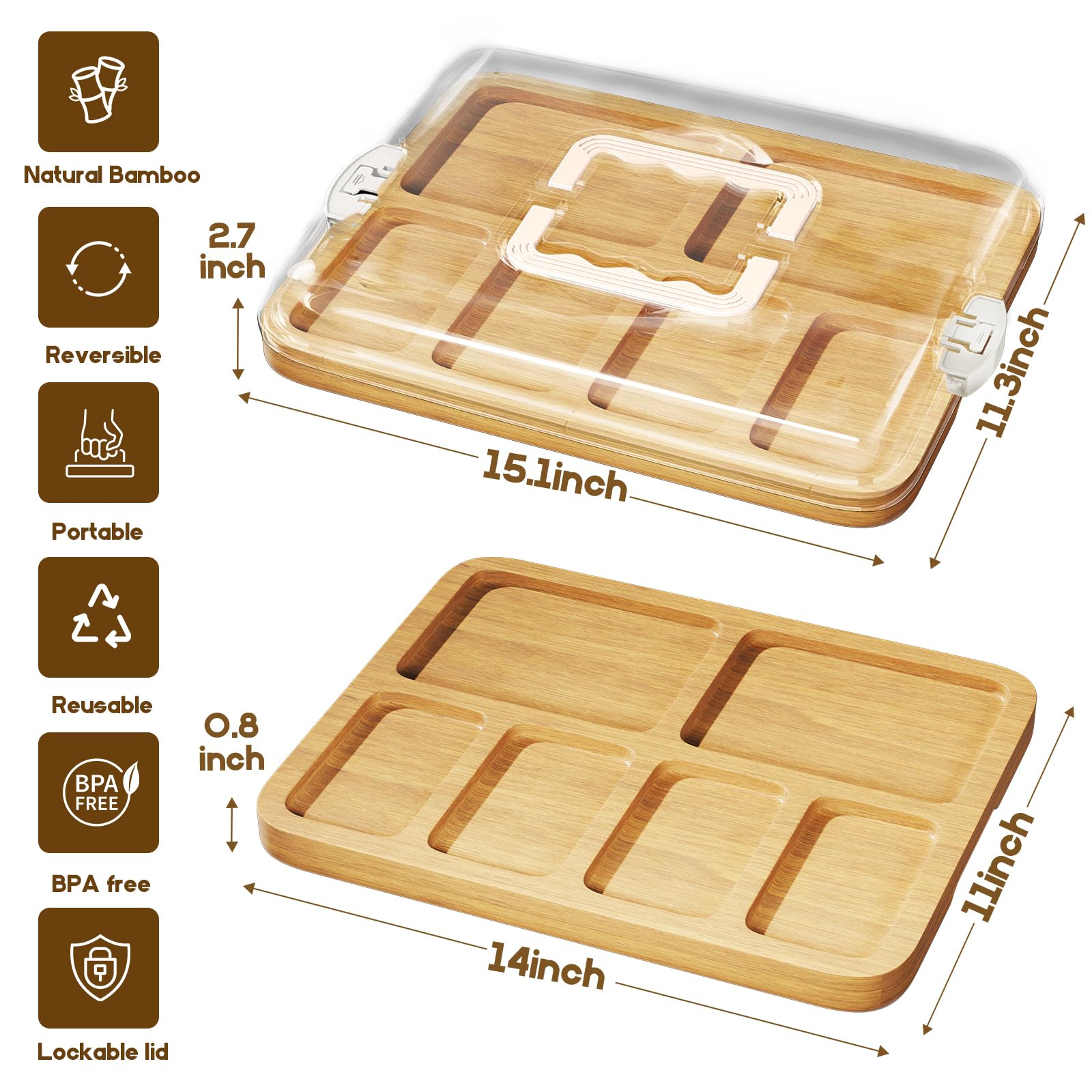 SEFILENCE board featuring six compartments for organized serving.
